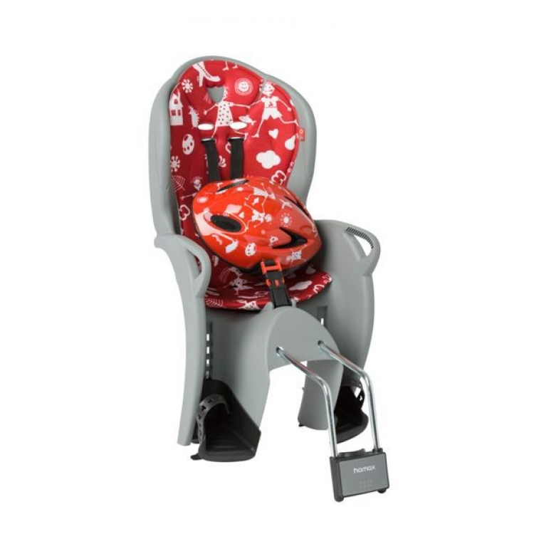 Detská sedačka HAMAX Kiss Basic červeno-sivá + prilba 